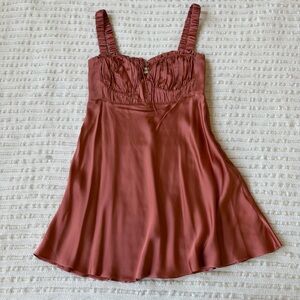 NICHOLAS Nina Copper 100% Silk Bow Underwire Slip Dress Size 6